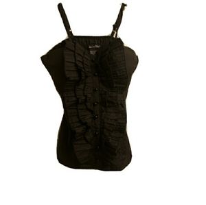 Womens black ruffled top